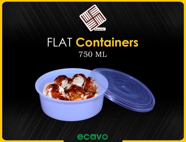 750 ml flat round container